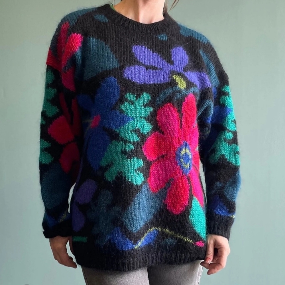 THE LIMITED Vintage‎ 90's Mohair Blend Flower Power Crewneck Sweater Women's P/S